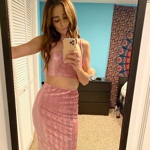 Urban Outfitters two piece velvet midi skirt set